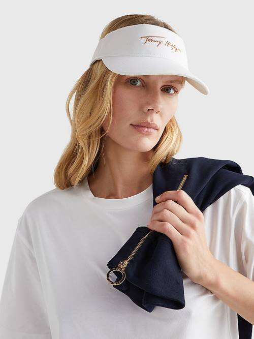 Ženske Tommy Hilfiger TH Modern Iconic Signature Visor Kape Bela | TH465VPK