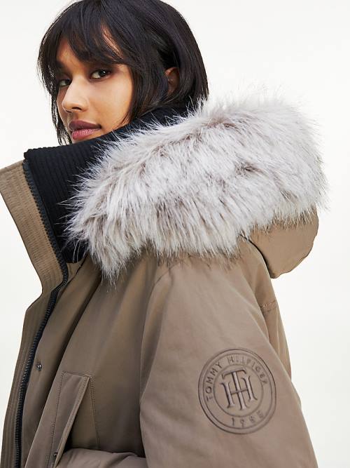 Ženske Tommy Hilfiger TH Protect Down Faux Fur Parka Kaputi Braon | TH493NCP