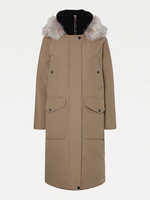 Ženske Tommy Hilfiger TH Protect Down Faux Fur Parka Kaputi Braon | TH493NCP