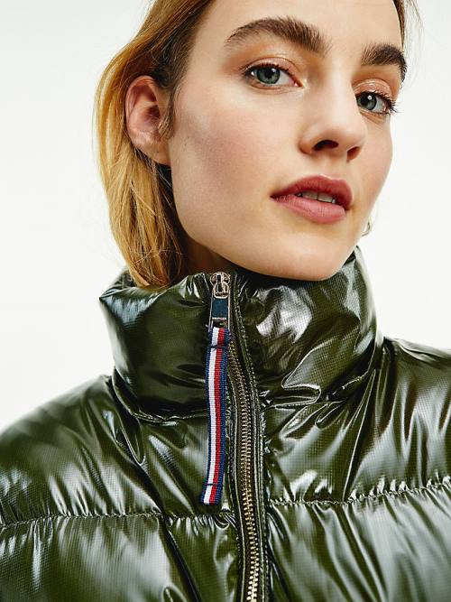 Ženske Tommy Hilfiger TH Protect Glossy Down-Filled Puffer Jakna Braon | TH023HJC