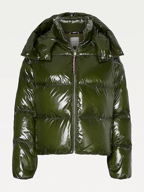 Ženske Tommy Hilfiger TH Protect Glossy Down-Filled Puffer Jakna Braon | TH023HJC