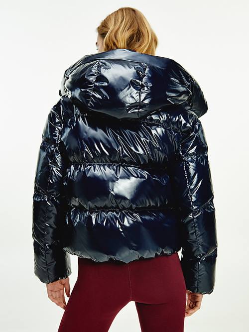 Ženske Tommy Hilfiger TH Protect Glossy Down-Filled Puffer Jakna Plava | TH578MOC