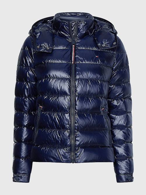 Ženske Tommy Hilfiger TH Protect High-Shine Down Puffer Jakna Plava | TH058JSG