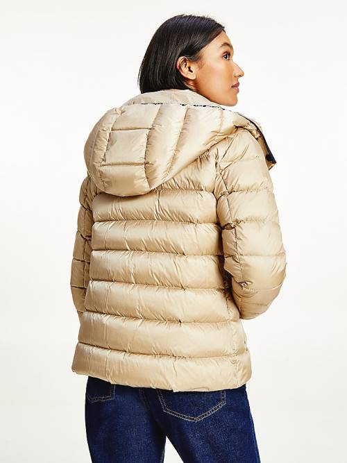 Ženske Tommy Hilfiger TH Protect High-Shine Down Puffer Jakna Bež | TH132LRY