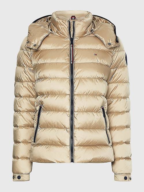 Ženske Tommy Hilfiger TH Protect High-Shine Down Puffer Jakna Bež | TH132LRY