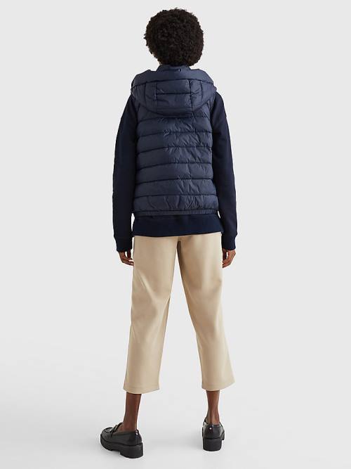 Ženske Tommy Hilfiger TH Protect Hooded Padded Vest Kaputi Plava | TH156JIP