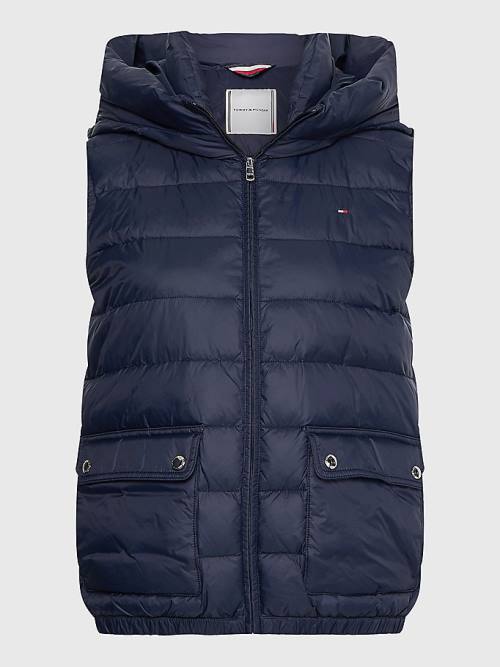 Ženske Tommy Hilfiger TH Protect Hooded Padded Vest Kaputi Plava | TH156JIP