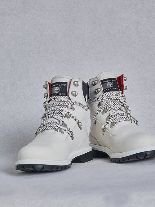 Ženske Tommy Hilfiger TOMMYXTIMBERLAND Waterproof Cleated Hiking Čizme Bela | TH367PLO