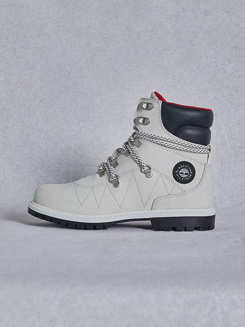 Ženske Tommy Hilfiger TOMMYXTIMBERLAND Waterproof Cleated Hiking Čizme Bela | TH367PLO