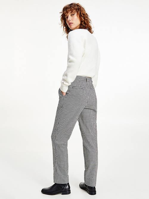 Ženske Tommy Hilfiger Tapered Houndstooth Virgin Wool Pantalone Plava | TH153RKB