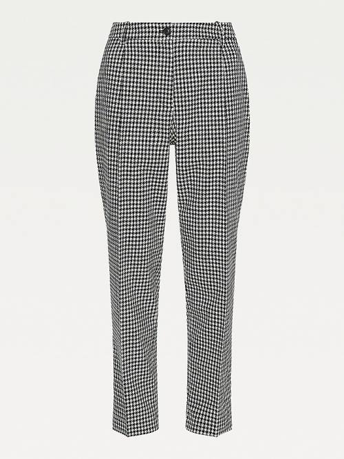 Ženske Tommy Hilfiger Tapered Houndstooth Virgin Wool Pantalone Plava | TH153RKB