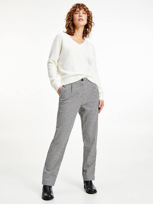 Ženske Tommy Hilfiger Tapered Houndstooth Virgin Wool Pantalone Plava | TH153RKB