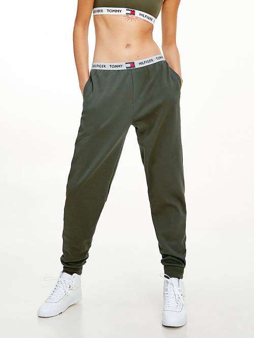 Ženske Tommy Hilfiger Tommy 85 Logo Waistband Joggers Pantalone Kaki | TH697BHJ