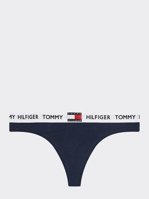 Ženske Tommy Hilfiger Tommy 85 Stretch Cotton Logo Thong Donji veš Plava | TH314FAD