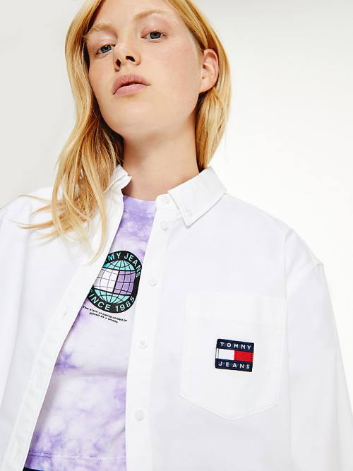 Ženske Tommy Hilfiger Tommy Badge Boyfriend Košulje Bela | TH085LFN