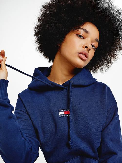 Ženske Tommy Hilfiger Tommy Badge Duks Hoodie Plava | TH031SEQ