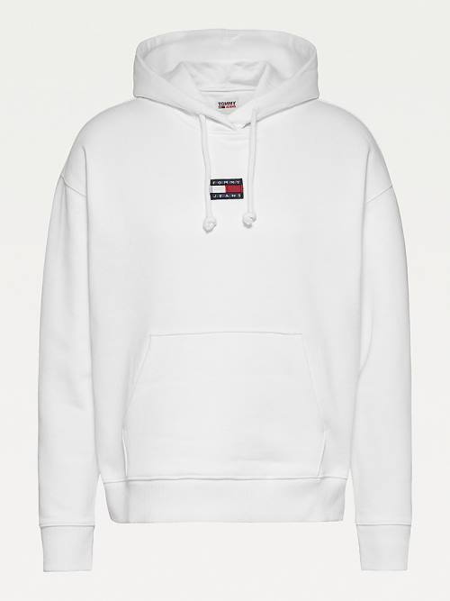 Ženske Tommy Hilfiger Tommy Badge Duks Hoodie Bela | TH034PUF