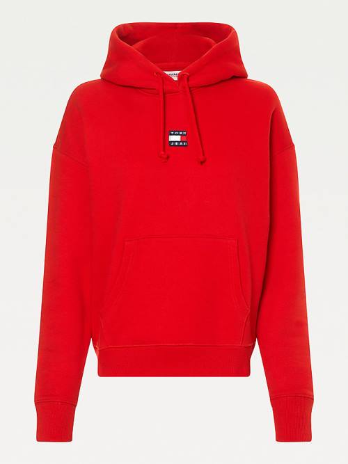 Ženske Tommy Hilfiger Tommy Badge Duks Hoodie Crveni | TH682RMC