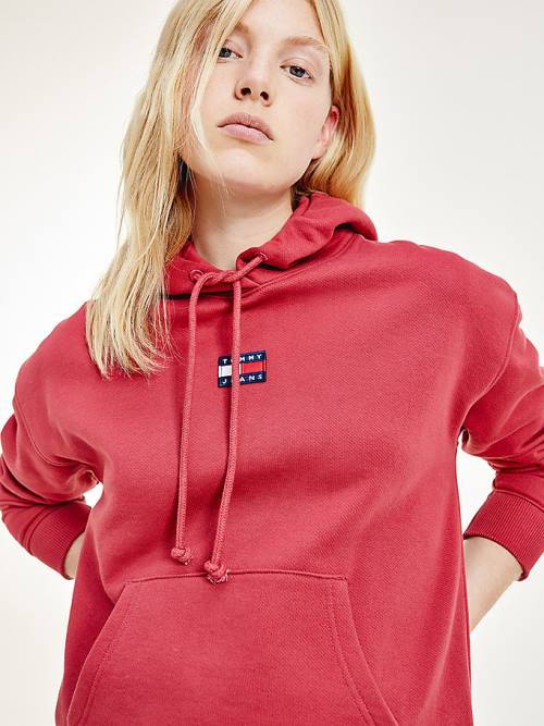 Ženske Tommy Hilfiger Tommy Badge Duks Hoodie Crveni | TH870BWX