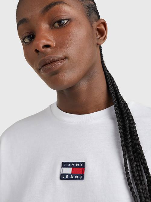 Ženske Tommy Hilfiger Tommy Badge Long Sleeve Majice Bela | TH548ZHC