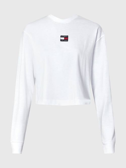 Ženske Tommy Hilfiger Tommy Badge Long Sleeve Majice Bela | TH548ZHC