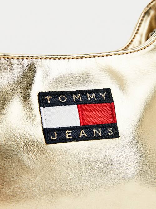 Ženske Tommy Hilfiger Tommy Badge Metallic Shoulder Torbe Zlato | TH143KMQ