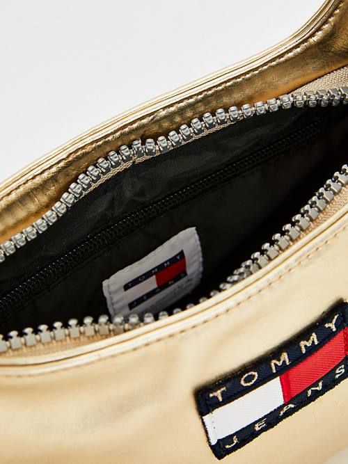 Ženske Tommy Hilfiger Tommy Badge Metallic Shoulder Torbe Zlato | TH143KMQ