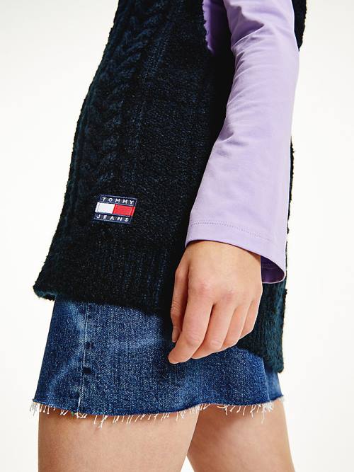 Ženske Tommy Hilfiger Tommy Badge Oversized Knitted Vest Džemper Plava | TH826VCE