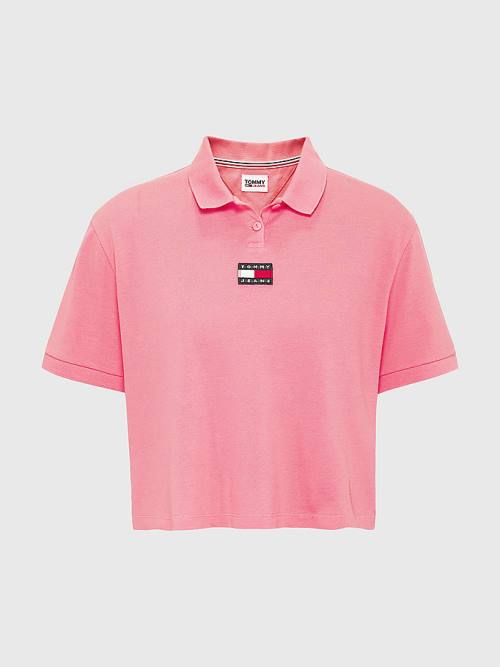 Ženske Tommy Hilfiger Tommy Badge Polo Majice Roza | TH590OFU