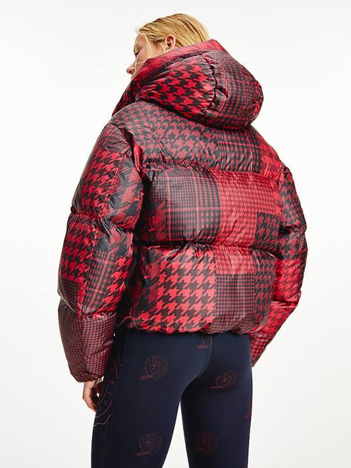 Ženske Tommy Hilfiger Tommy Icons Houndstooth Relaxed Puffer Jakna Crveni | TH274FAY