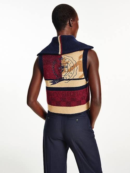 Ženske Tommy Hilfiger Tommy Icons Patchwork Vest Džemper Bež | TH682XMZ