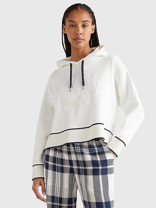 Ženske Tommy Hilfiger Tommy Icons Relaxed Fit Duks Hoodie Bela | TH274ENH