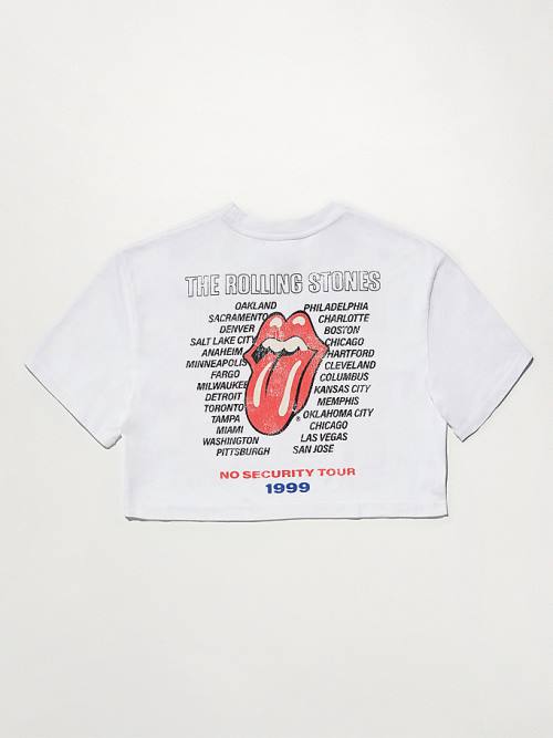 Ženske Tommy Hilfiger Tommy Revisited Rolling Stones Cropped Majice Bela | TH693GTC