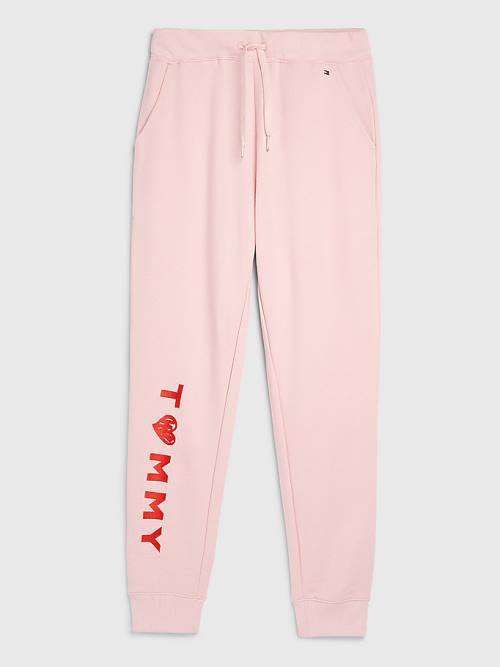 Ženske Tommy Hilfiger Valentines Heart Print Terry Joggers Pantalone Roza | TH084PHY