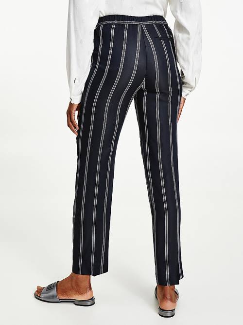 Ženske Tommy Hilfiger Viscose Stripe Tapered Pantalone Crna | TH627RJT