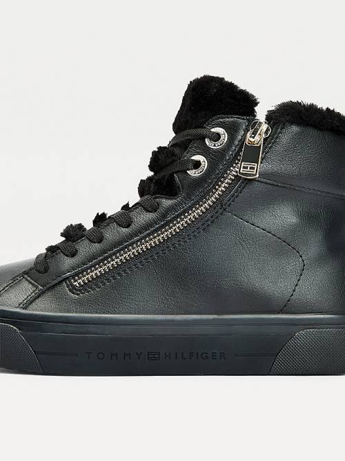 Ženske Tommy Hilfiger Warm Lined High-Top Vulcanised Patike Crna | TH279ZMP