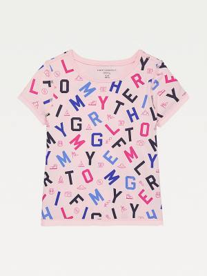 Djevojčice Tommy Hilfiger Adaptive Sensory Alphabet Print Majice Roza | TH037JDX