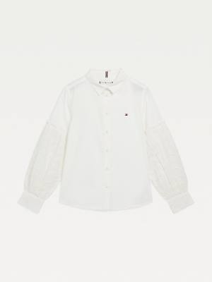 Djevojčice Tommy Hilfiger Broderie Anglaise Puff Sleeve Shirt Majice Bela | TH718NIU