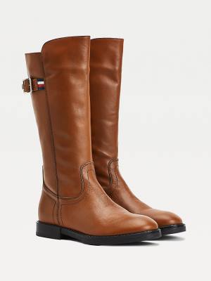 Djevojčice Tommy Hilfiger Calf Leather Čizme Braon | TH147HAL