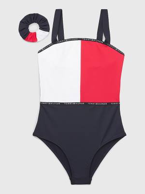 Djevojčice Tommy Hilfiger Colour-Blocked One-Piecesuit Kupaći Kostimi Plava | TH176RPO