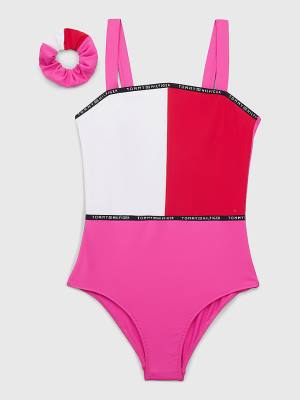 Djevojčice Tommy Hilfiger Colour-Blocked One-Piecesuit Kupaći Kostimi Roza | TH872GEX