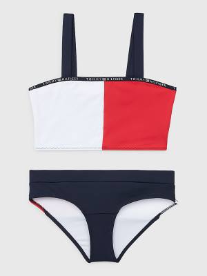 Djevojčice Tommy Hilfiger Colour-Blocked Bikini Bralette Set Kupaći Kostimi Plava | TH917ZIV