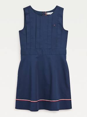 Djevojčice Tommy Hilfiger Cotton Fit & Flare Sleeveless Haljine Plava | TH270ZIB