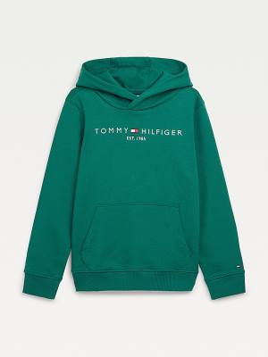 Djevojčice Tommy Hilfiger Essential Logo Duks Hoodie Zeleno | TH125SKO