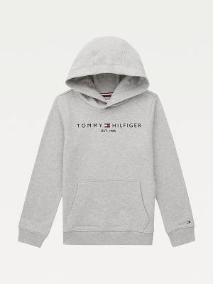 Djevojčice Tommy Hilfiger Essential Logo Organic Cotton Duks Hoodie Siva | TH391GLK