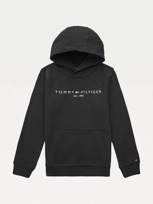 Djevojčice Tommy Hilfiger Essential Logo Organic Cotton Duks Hoodie Crna | TH520EGU