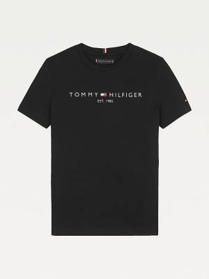 Djevojčice Tommy Hilfiger Essential Organic Cotton Logo Majice Crna | TH516DSW