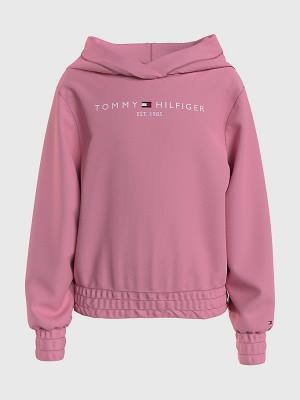 Djevojčice Tommy Hilfiger Essential Ruched Detailing Duks Hoodie Roza | TH905KQG