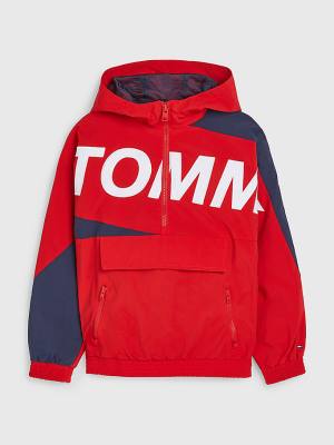 Djevojčice Tommy Hilfiger Hooded Logo Chicago Windbreaker Jakna Crveni | TH920DBS