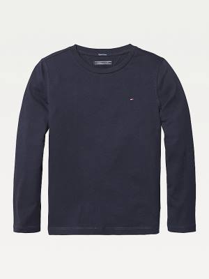 Djevojčice Tommy Hilfiger Long-Sleeve Organic Cotton Majice Plava | TH493NYJ